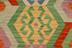 Flat Weave Kilim Antique Navaho Vintage handmade Geometric Kilim Rust Blue Hand-Woven Rectangle 100% Wool Area Rug 3x5