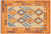 handmade Geometric Kilim Blue Orange Hand-Woven RECTANGLE 100% WOOL area rug 4 x 5