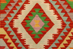 Flat Weave Kilim Antique Navaho Vintage handmade Geometric Kilim Rust Blue Hand-Woven Rectangle 100% Wool Area Rug 4x6