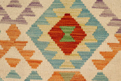 handmade Geometric Kilim Beige Blue Hand-Woven RECTANGLE 100% WOOL area rug 3 x 5