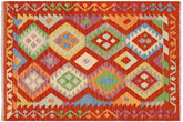 handmade Geometric Kilim Rust Blue Hand-Woven RECTANGLE 100% WOOL area rug 3 x 5