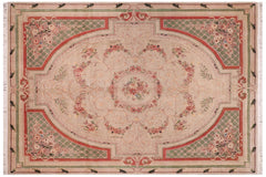 handmade Traditional Abusson Lt. Gray Green Hand Knotted RECTANGLE 100% WOOL area rug 9x12
