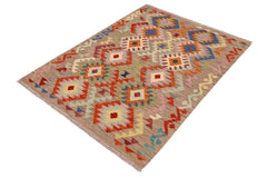 handmade Geometric Kilim Purple Rust Hand-Woven RECTANGLE 100% WOOL area rug 3 x 5