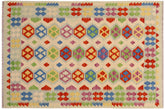 handmade Geometric Kilim Beige Rust Hand-Woven RECTANGLE 100% WOOL area rug 4 x 6