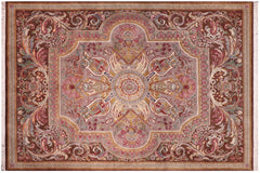 handmade Traditional Firdous Brown Brown Hand Knotted RECTANGLE 100% WOOL area rug 9x12