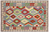 handmade Geometric Kilim Blue Gray Hand-Woven RECTANGLE 100% WOOL area rug 4 x 6