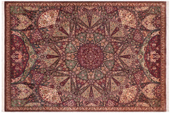 handmade Traditional Moughal Red Brown Hand Knotted RECTANGLE 100% WOOL area rug 9x12