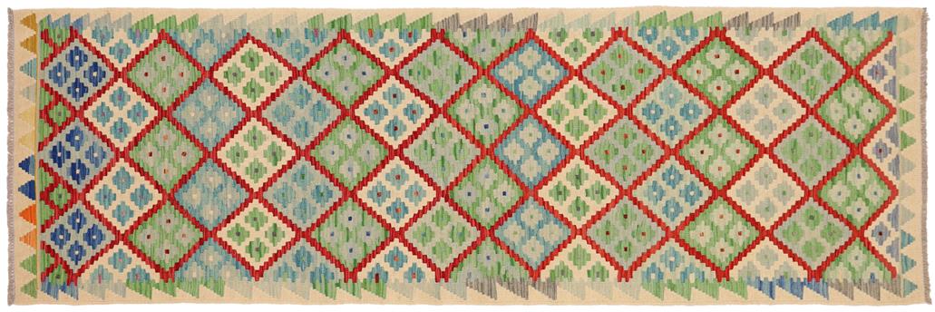 Flat Weave Kilim Antique Navaho Vintage handmade Geometric Kilim Red Blue Hand-Woven Runner 100% Wool Area Rug 3x10