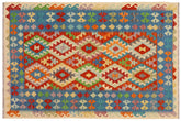 handmade Geometric Kilim Rust Blue Hand-Woven RECTANGLE 100% WOOL area rug 5x6
