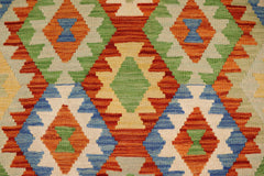 handmade Geometric Kilim Rust Blue Hand-Woven RECTANGLE 100% WOOL area rug 3 x 5