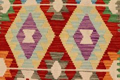 Flat Weave Kilim Antique Navaho Vintage handmade Geometric Kilim Rust Beige Hand-Woven Runner 100% Wool Area Rug 3x10