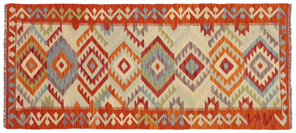 Flat Weave Kilim Antique Navaho Vintage handmade Geometric Kilim Blue Rust Hand-Woven Runner 100% Wool Area Rug 3x6