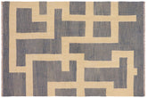 handmade Modern Kilim Blue Beige Hand-Woven RECTANGLE 100% WOOL area rug 5' x 7'
