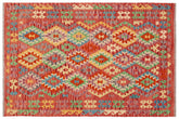 handmade Geometric Kilim Red Blue Hand-Woven RECTANGLE 100% WOOL area rug 5 x 7