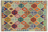handmade Geometric Kilim Rust Blue Hand-Woven RECTANGLE 100% WOOL area rug 5 x 7