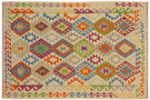 handmade Geometric Kilim Beige Blue Hand-Woven RECTANGLE 100% WOOL area rug 5 x 7