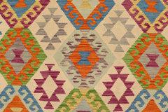 handmade Geometric Kilim Beige Blue Hand-Woven RECTANGLE 100% WOOL area rug 5 x 7