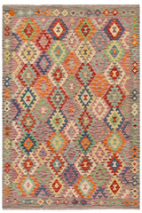 Flat Weave Kilim Antique Navaho Vintage handmade Geometric Kilim Rust Gray Hand-Woven Rectangle 100% Wool Area Rug 6x8