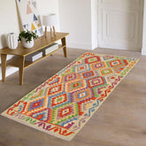 handmade Geometric Kilim Rust Blue Hand-Woven RECTANGLE 100% WOOL area rug 3 x 6
