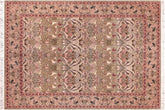 handmade Transitional Lily Green Rust Hand Knotted RECTANGLE 100% WOOL area rug 9x12