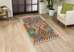 handmade Geometric Kilim Rust Gray Hand-Woven RECTANGLE 100% WOOL area rug 3' x 4'