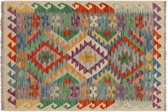 handmade Geometric Kilim Rust Gray Hand-Woven RECTANGLE 100% WOOL area rug 3' x 4'