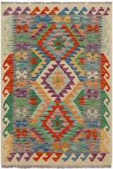 Flat Weave Kilim Antique Navaho Vintage handmade Geometric Kilim Rust Gray Hand-Woven Rectangle 100% Wool Area Rug 3x4