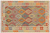 handmade Geometric Kilim Gray Beige Hand-Woven RECTANGLE 100% WOOL area rug 5x6