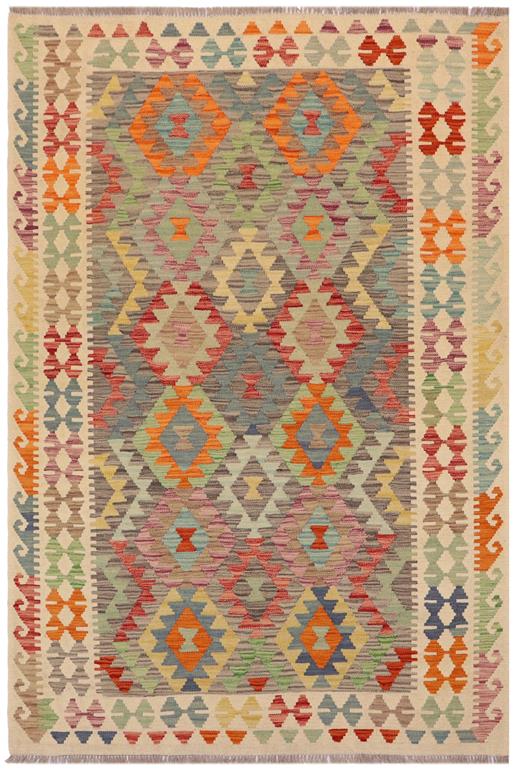 Flat Weave Kilim Antique Navaho Vintage handmade Geometric Kilim Gray Beige Hand-Woven Rectangle 100% Wool Area Rug 5x6