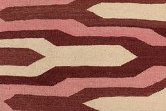 Flat Weave Kilim Antique Navaho Vintage handmade Modern Kilim Beige Maroon Hand-Woven Rectangle 100% Wool Area Rug 9x12