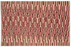 handmade Modern Kilim Beige Maroon Hand-Woven RECTANGLE 100% WOOL area rug 9x12