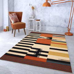 Flat Weave Kilim Antique Navaho Vintage handmade Modern Kilim Beige Rust Hand-Woven Rectangle 100% Wool Area Rug 8x10