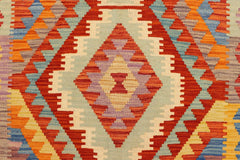 Flat Weave Kilim Antique Navaho Vintage handmade Geometric Kilim Rust Blue Hand-Woven Rectangle 100% Wool Area Rug 4x6
