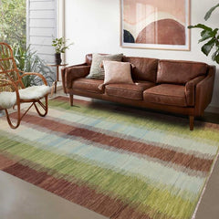 Flat Weave Kilim Antique Navaho Vintage handmade Modern Kilim Blue Brown Hand-Woven Rectangle 100% Wool Area Rug 8x11