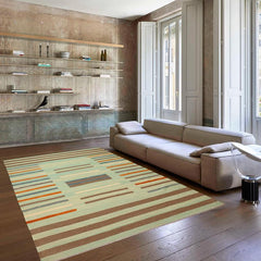 Flat Weave Kilim Antique Navaho Vintage handmade Modern Kilim Blue Rust Hand-Woven Rectangle 100% Wool Area Rug 9x12