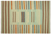 handmade Modern Kilim Blue Rust Hand-Woven RECTANGLE 100% WOOL area rug 9x12