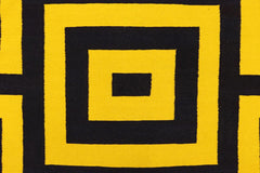 Flat Weave Kilim Antique Navaho Vintage handmade Modern Kilim Gold Black Hand-Woven Rectangle 100% Wool Area Rug 6x8