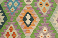 Flat Weave Kilim Antique Navaho Vintage handmade Geometric Kilim Blue Orange Hand-Woven Rectangle 100% Wool Area Rug 4x6