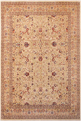 Traditional Tabriz Aida Beige Blue Hand Knotted Area rugs 9 x 12