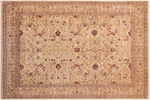 handmade Transitional Tabriz Beige Blue Hand Knotted RECTANGLE 100% WOOL area rug 9x12
