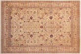 handmade Transitional Tabriz Beige Blue Hand Knotted RECTANGLE 100% WOOL area rug 9 x 12