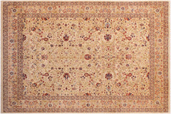 handmade Transitional Tabriz Beige Blue Hand Knotted RECTANGLE 100% WOOL area rug 9x12