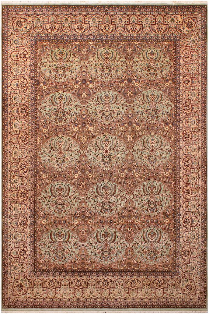 Traditional Usman Caitlin Lt. Green Tan Hand Knotted Area rugs 9 x 12