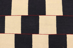 Flat Weave Kilim Antique Navaho Vintage handmade Modern Kilim Beige Black Hand-Woven Rectangle 100% Wool Area Rug 5x8