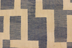 Flat Weave Kilim Antique Navaho Vintage handmade Modern Kilim Blue Beige Hand-Woven Rectangle 100% Wool Area Rug 5x6