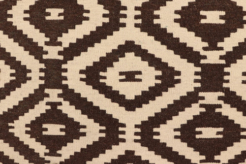 handmade Modern Kilim Beige Brown Hand-Woven RECTANGLE 100% WOOL area rug 5' x 7'