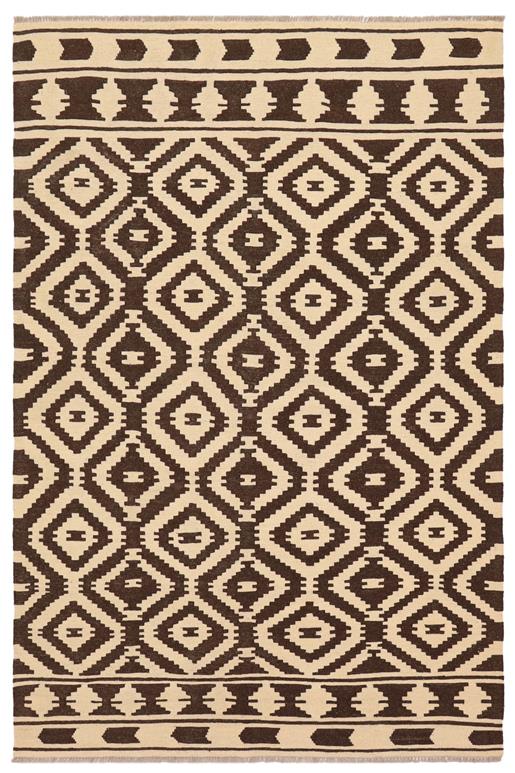 Flat Weave Kilim Antique Navaho Vintage handmade Modern Kilim Beige Brown Hand-Woven Rectangle 100% Wool Area Rug 5x7