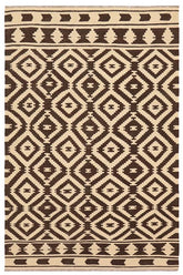 Flat Weave Kilim Antique Navaho Vintage handmade Modern Kilim Beige Brown Hand-Woven Rectangle 100% Wool Area Rug 5x7