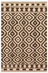 Flat Weave Kilim Antique Navaho Vintage handmade Modern Kilim Beige Brown Hand-Woven Rectangle 100% Wool Area Rug 5x7