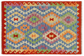 handmade Geometric Kilim Blue Rust Hand-Woven RECTANGLE 100% WOOL area rug 3 x 4